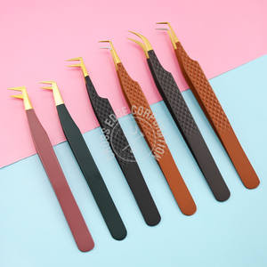 New Arrival Fiber Tip Eyelash Extension Tweezer 90 degree Boot Volume Moon Curve Isolation Pointed Lash <b>Tool</b> - Product Image 6