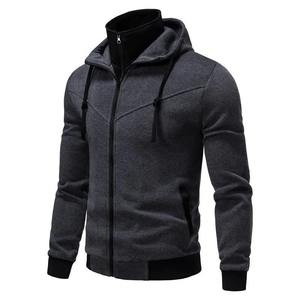 Nueva sudadera con cremallera de Color sólido para hombre, cuello levantado, moda informal, duradera, Otoño/Invierno, manga de hombro, Sudadera con capucha, ropa deportiva para hombre - Product Image 5