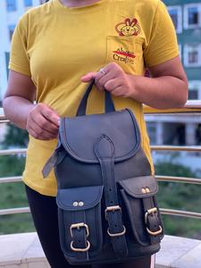 Sac à dos en cuir véritable noir unisexe, élégant, pour étudiants - Product Image 5