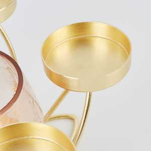 Bougeoirs de table décoratifs de luxe en or avec fleurs pour la maison - Product Image 5