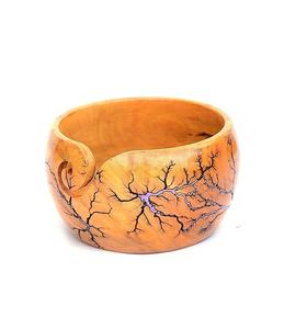 Cuencos de almacenamiento de hilo de madera Lichtenberg figura resina de madera grande para tejer cuenco de hilo con gancho de ganchillo - Product Image 1