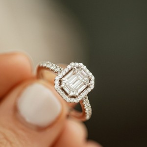 14k Solid Gold Lab Grown VVS Moissanite Diamond Fine <b>Rings</b> <b>Emerald</b> Cut Lab Diamond Trendy VVS Clarity Elegant for Women - Product Image 5