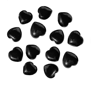 หินออบซิเดียนธรรมชาติ,เครื่องประดับจี้อัญมณีรูปหัวใจหินธรรมชาติสีดำ - Product Image 1