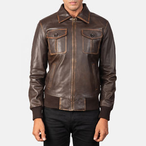 Chaqueta Bomber de Cuero Personalizada para Hombre con Logotipo Frontal, Resistente al Viento y Transpirable, de Alta Calidad, Ecológica, para Uso en Invierno - Product Image 2