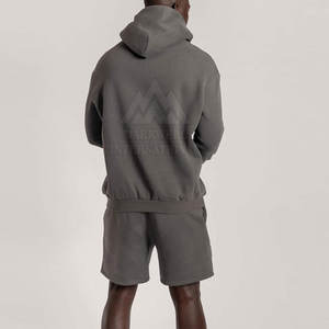 Ropa de calle Venta al por mayor Hecho Hombres Sudadera con capucha y pantalones cortos Conjunto Logotipo personalizado Hombres Sudadera con capucha y pantalones cortos Conjunto - Product Image 3