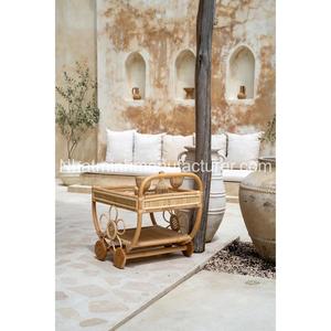 Carrito de Servicio de Comida y Bebida Tejido en Ratán Natural para Niños, Carrito de Té de Ratán, Carrito de Juego de Imitación para Niños - Product Image 4