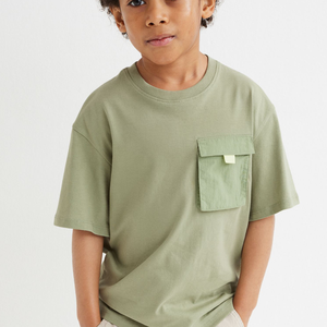 Camiseta de algodón orgánico 100% para niños, camiseta informal de gran tamaño para correr - Product Image 4