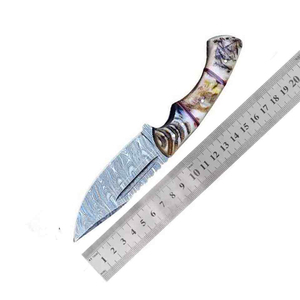 Cuchillo de caza con hoja de acero damasco de alta calidad ODM/OEM, cuchillo de caza para acampar al aire libre con mango de cuerno, al mejor precio, cuchillo Bowie DIY - Product Image 6