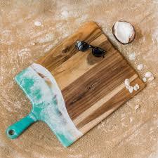 Tabla de cortar de madera y resina hecha a mano para cocina Tabla de cortar de resina y madera para tabla de cortar de madera decorativa - Product Image 5