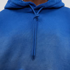 Bleu ciel poids lourd surdimensionné déchiré streetwear hommes graphique soleil délavé vintage lavage à l'acide sweat à capuche en détresse sweats à capuche - Product Image 3