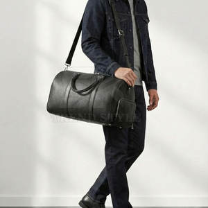 High-Quality <b>Leather</b> <b>Travel</b> <b>Bag</b> with Comfortable Handles and Secure Zipper Elegant <b>Leather</b> Duffle <b>Bag</b> - Product Image 4