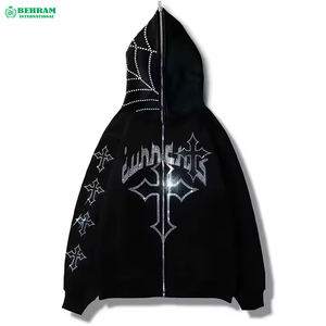 Custom Full Zip Hoodie Regular Fit Heavyweight Fleece/French Terry Quick Dry Breathable 3D Puff Hoodies & Sweatshirts - Product Image 3