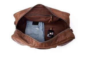 Personalized Brown Leather Duffle <b>Bag</b> for <b>Men</b> Custom Monogram Weekender Travel Carryon Christmas Gift for Him - Product Image 5