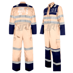 Conjunto de seguridad para trabajadores de la construcción de poliéster de alta calidad, camisa abotonada con cuello redondo, babero, suministro a granel OEM, soporte con logotipo personalizado - Product Image 3
