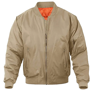 Chaquetas Bomber de Moda Universitaria Personalizadas de Primera Calidad al por Mayor, Novedad, Chaqueta de Invierno con Cremallera Negra y Cuello Alto de Lona - Product Image 5