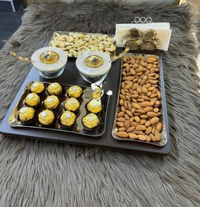 Plateau à collations en bois de qualité supérieure pour les fêtes Plateau à collations en bois élégant pour apéritifs Fromage Fruits et plus - Product Image 3