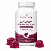 Gummies Probiotiques 4 Souches pour Femmes, 5 Milliards de UFC avec Prébiotique ACV FOS, Saveur Baies Naturelles, Végétalien, Sans Gluten, Complément Alimentaire