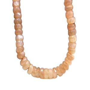 ลูกปัดมูนสโตนสีพีชธรรมชาติทรงรอนเดลเหลี่ยมเพชรพลอย ขนาด 6 มม. ความยาว 7 นิ้ว สำหรับทำเครื่องประดับ ได้รับการรับรองจากผู้ที่สาม - Product Image 1