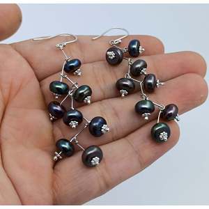 925 Sterling <b>Silver</b> <b>Dangle</b> <b>Earrings</b> Freshwater Peacock Black Pearl Handmade Boho June Birthstone Jewelry Pearl <b>Earrings</b> for - Product Image 4