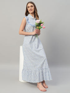 Camisón de Mujer 100% Algodón con Encaje, Estampado Floral Elegante, para Primavera y Verano - Product Image 2