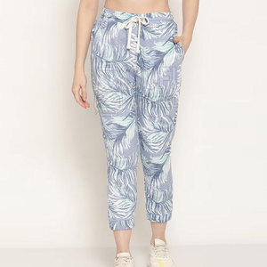 Women Winter <b>Drawstring</b> <b>Trousers</b> Flat Front 100% Cotton Breathable Comfortable Casual Daily Wear Pants for Women - Product Image 1