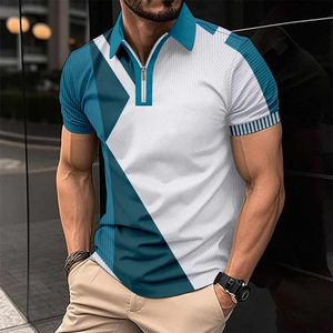 Nouveaux hommes PoloT-Shirt mode Slim Fit couleur bloc hommes T-Shirt Polo haute qualité nouveaux hommes hauts revers T-Shirt - Product Image 1
