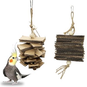 2 Pack piccoli pappagallo giocattoli da masticare cartone naturale carta appesa uccello triturazione giocattolo per pappagallini Cockatiel pappagallo piccioncini canarino - Product Image 1