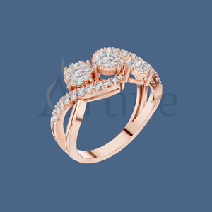 jewels 14K Rose Gold Floral Cluster <b>Diamond</b> <b>Ring</b> for Women Elegant Twist Design - Product Image 1