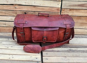Handmade Large Vintage <b>Duffle</b> <b>Bag</b> for Men Weekender Gym Travel Luggage Customizable Pattern with Custom Logo Genuine <b>Leather</b> - Product Image 4