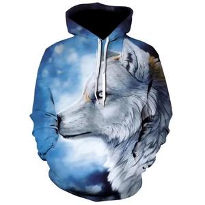 Sweat à capuche pour homme, motif loup, mode automne, nouveau, motif 3D, tricot ample, 100% coton, polaire, streetwear, marque amusante - Product Image 5