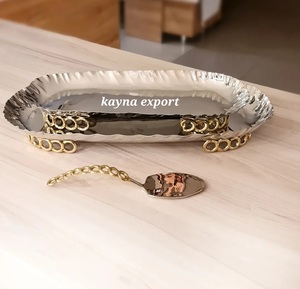 Plateau de service élégant et créatif en métal poli de style Ginkgo, pour la maison, la cuisine, les restaurants, certifié CE, facile à nettoyer, sans danger pour le contact alimentaire - Product Image 5