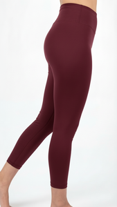 Leggings Deportivos de Cintura Alta Color Vino Tinto para Mujer, Pantalones de Yoga de Compresión Personalizados OEM, Ropa Deportiva - Product Image 3