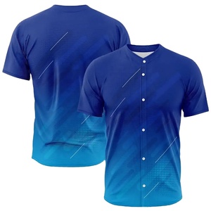 Chemise de baseball unisexe personnalisée à manches courtes, col en V, imprimé numérique, logo brodé, uniforme de baseball, séchage rapide, 100% sport - Product Image 4