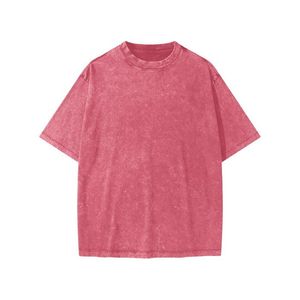 Camisa de algodón 100% lavado ácido para hombre, camisa de gran tamaño, cuello redondo liso, ropa de manga corta diaria para exteriores, camiseta informal - Product Image 3
