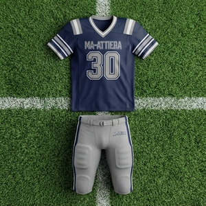 Maillot de football américain bleu marine personnalisé, pantalon rembourré, uniforme d'équipe, numéro 30, vêtements de sport de performance, vente en gros OEM - Product Image 6
