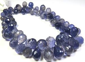 ลูกปัดพลอยบลูไอโอไลต์ทรงหยดน้ำเหลี่ยมเพชรพลอย ขนาด 9-13 มม. ลูกปัดพลอยคอร์เดียไรต์ธรรมชาติ ความยาว 9 นิ้ว สำหรับทำเครื่องประดับ - Product Image 2