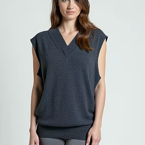 Chaleco OEM de alta calidad para mujer, Jersey holgado, hecho a medida, moda para mujer, suave al tacto, sin mangas, cuello en V, Chaleco de punto - Product Image 4