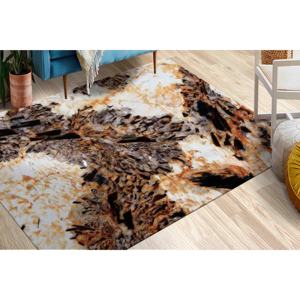 Tapis imprimé marbre brun - Tapis de décoration moderne et luxueux pour la maison, avec poils doux - Product Image 1