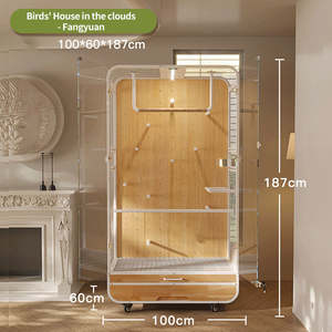 กรงนกมาคอว์เหล็กขนาดใหญ่แบบพาโนรามาใหม่แบบคลาสสิกสำหรับสัตว์เลี้ยงรูปแบบทึบพร้อมกล่องถาดโลหะสำหรับบรรจุ - Product Image 6