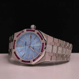 Montre-bracelet personnalisée 2025 avec diamants Moissanite baguette et ronds, style Iced Out, pour homme, montre à quartz lumineuse de luxe - Product Image 2