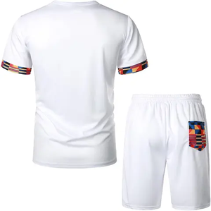 Streetwear Summer 2-Piece Breathable <b>Plus</b> <b>Size</b> Custom <b>Men's</b> Short Sleeve Button <b>Shirt</b> and Sweat Short Set 100% Cotton Quick Dry - Product Image 5