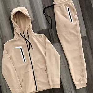 OEM High Quality Custom Blank Sweatsuit for Men Hooded <b>Knitted</b> Fabric Sports Wear Set Plus Size Plain Breathable - Product Image 1