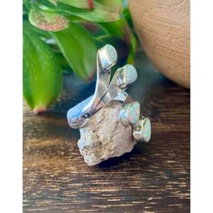 Mark Barney White Opal <b>Sterling</b> <b>Silver</b> <b>Adjustable</b> Fashion <b>Rings</b> - Product Image 3