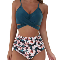 Hot verkopende nieuwe 2-delige set effen V-hals hoge kwaliteit strandkleding dames bikini slip micro bh spandex/polyester naadloos