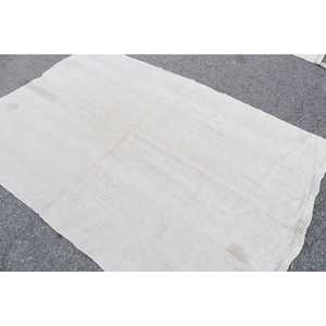 Alfombra Vintage de 5.2x7.6 pies (160x232 cm), Alfombra Turca Blanca Abstracta de Lana - Product Image 4