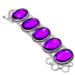 Bracelet en argent sterling 925 fait à la main avec pierre précieuse Alexandrite, bijoux en Alexandrite estampés 925, bijoux de couleur violette, cadeaux pour l'amour - Product Image 2