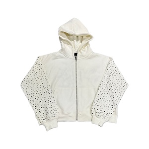 Qualité supérieure Dernière conception hommes poids lourd strass fermeture éclair sweats à capuche nouveauté surdimensionné hommes sweats à capuche 100% coton respirant - Product Image 3