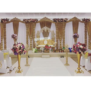 Mariage indien Maharaja scène ouverte Mandap superbe Six piliers de fibres scène de mariage scène ouverte Mandap pour cérémonie de mariage hindou - Product Image 1