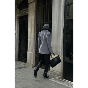 Chaqueta Blazer Gris de un Solo Botón para Mujer, Marca FOX FABRIC - Product Image 1