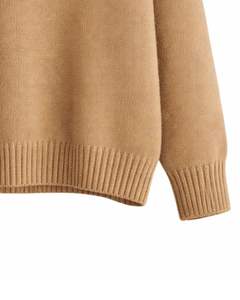 Suéter de Punto Personalizado para Mujer, Cuello Polo, Color Camel Marrón, Jersey de Manga Larga, Suave, Informal, Holgado, Personalizado, OEM, Venta al por Mayor - Product Image 6